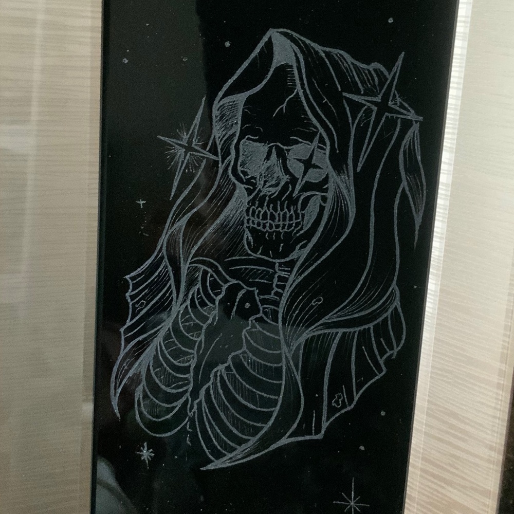 Hand tattooed grim reaper black mirror